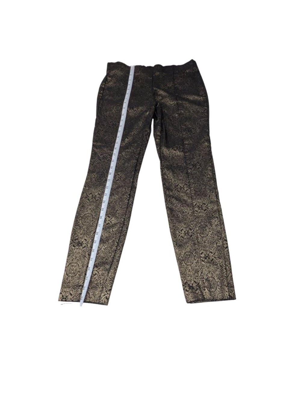 Alfani Black Gold Metallic Baroque Jacquard Mid Rise Pants Size 4 - Picture 7 of 8